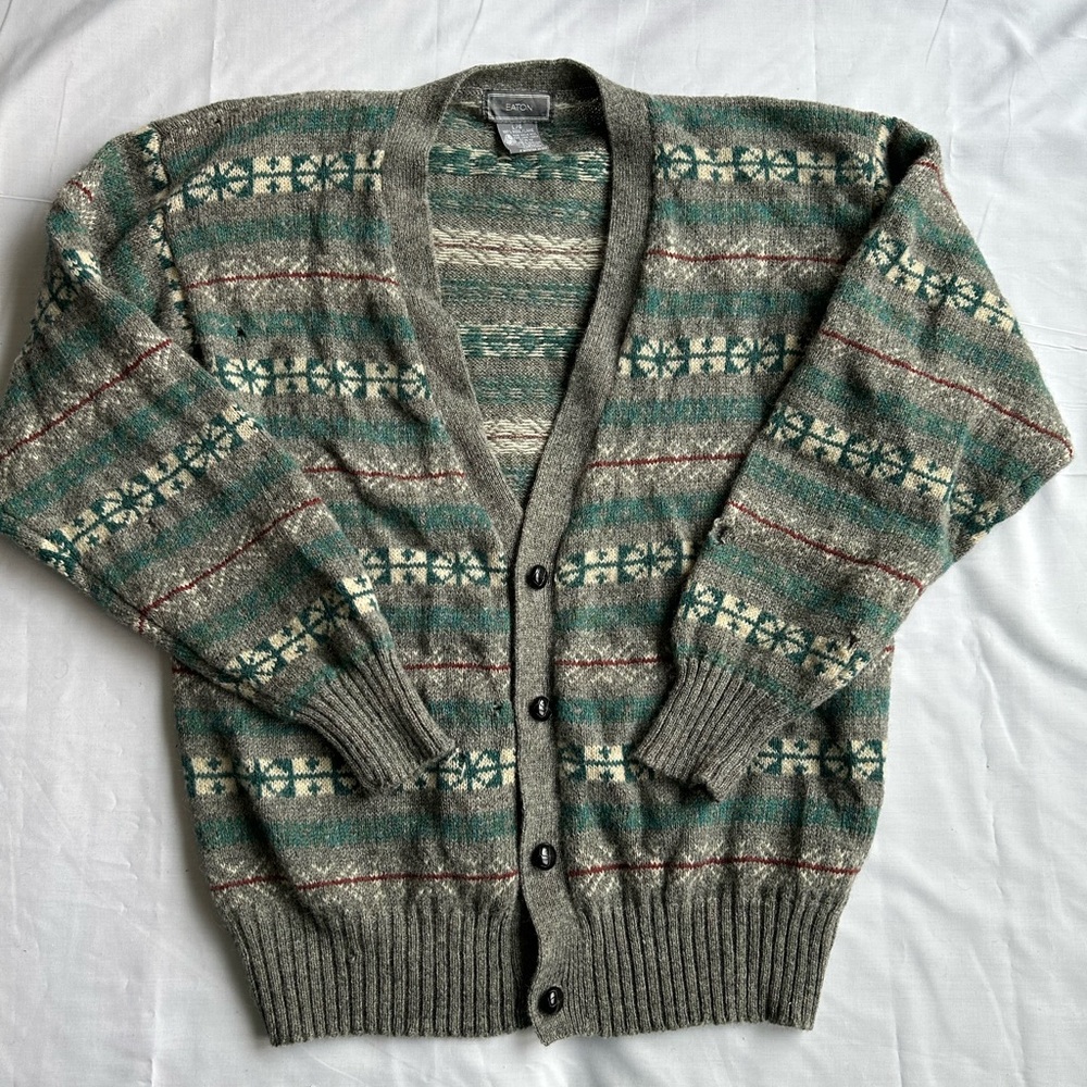 Men's Fair Isle Knit Cardigan Sweater